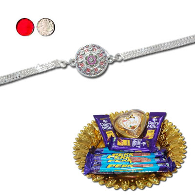 "Rakhi - SIL-6210 A(Single Rakhi), Choco Thali - Code RC06 - Click here to View more details about this Product